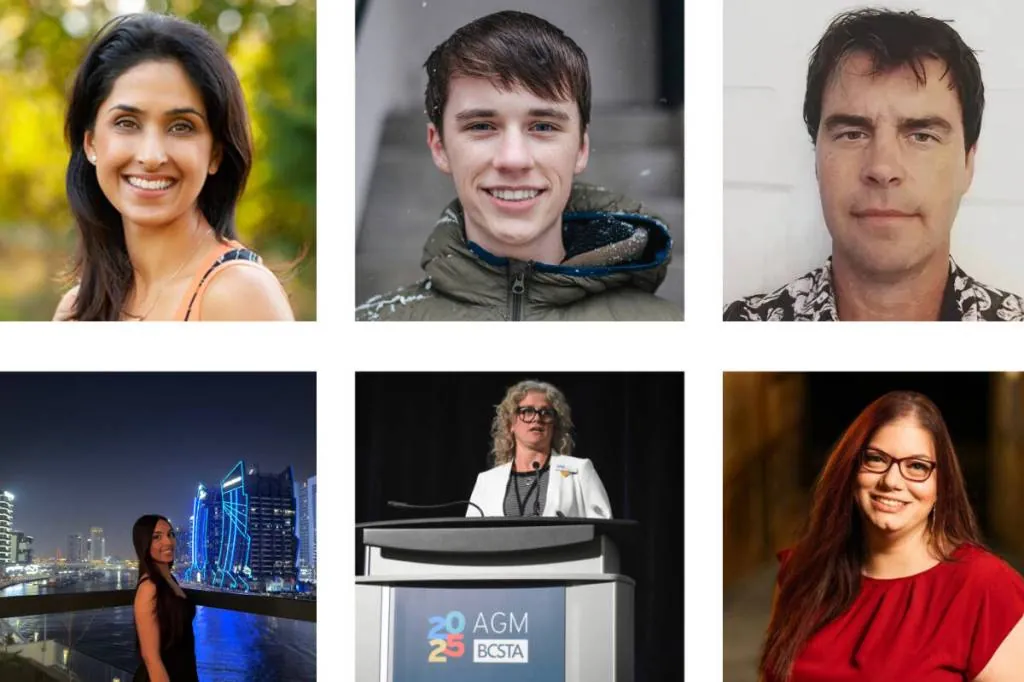 Portrait grid presents TEDx speakers Shahana Alibhai, Gabriel Dalton, Jeremy Ellis, Angel Ahuja, Tracy Loffler and Miriam Bozman.