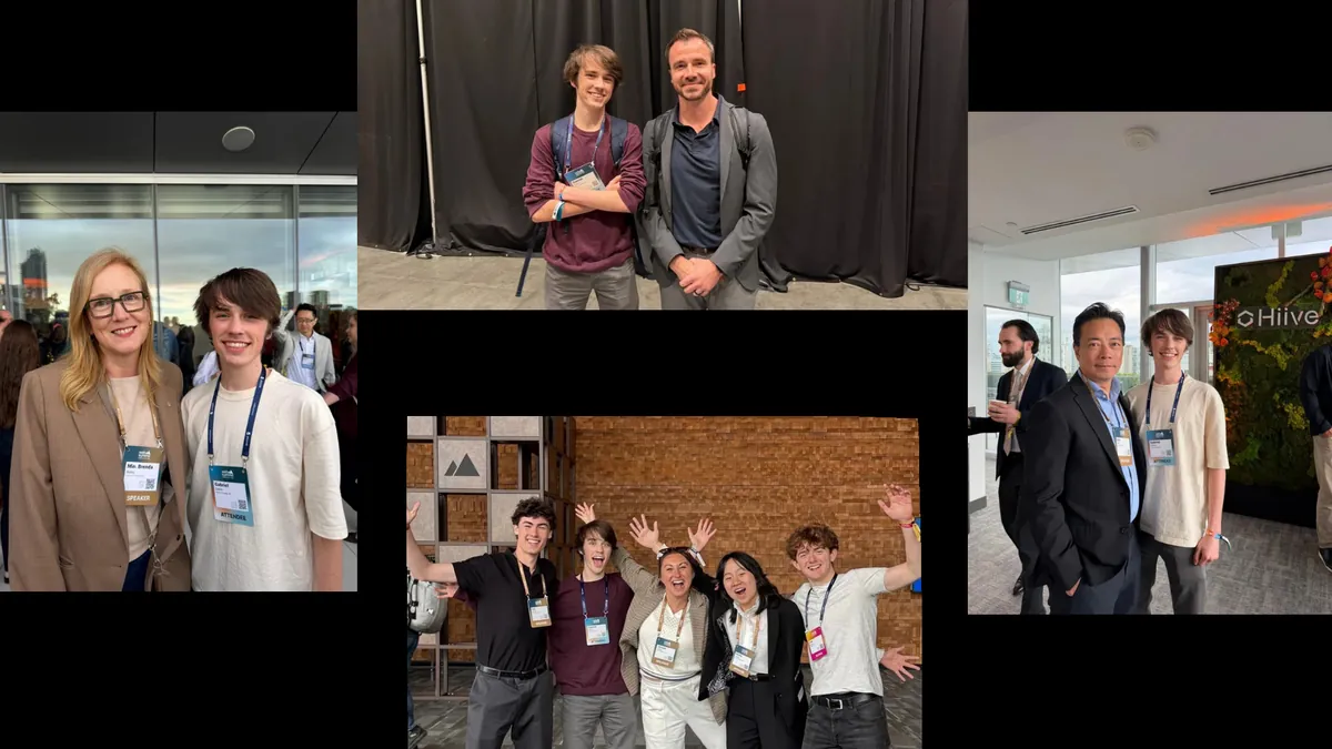 Web Summit collage shows Gabriel with Brenda Bailey, Danny Rensch, Ken Sim and fellow TKS attendees.